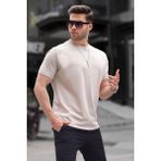 Madmext 6131 Taş Rengi Regular Fit Basic Erkek T-shirt