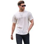Madmext 6179 Ekru Oversize Bisiklet Yaka Erkek T-shirt