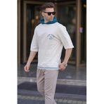 Madmext 6182 Ekru Kapüşonlu Erkek T-shirt