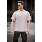 Madmext 6191 Boyalı Gri Oversize Bisiklet Yaka Erkek T-shirt
