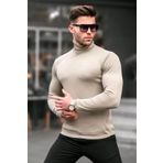 Madmext 6306 Bej Balıkçı Yaka Triko Erkek Kazak
