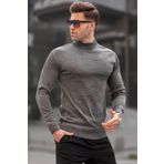 Madmext 6343 Antrasit Slim Fit Yarım Balıkçı Yaka Erkek Triko Kazak