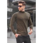 Madmext 6343 Haki Slim Fit Yarım Balıkçı Yaka Erkek Triko Kazak