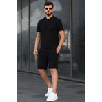 Madmext 6364 Siyah Regular Fit Erkek Şort Takımı