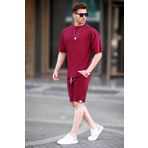 Madmext 6377 Bordo Basic Erkek Şort Takımı
