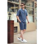 Madmext 6729 Lacivert Basic Erkek Şort Takımı