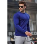 Madmext 6847 Cobalt Bisiklet Yaka Erkek Triko Kazak