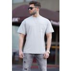 Madmext 7001 Boyalı Gri Oversize Cep Detaylı Erkek T-shirt