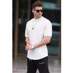 Madmext 7012 Ekru Basic Oversize Erkek T-shirt