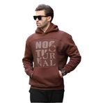 Madmext Acı Kahverengi Baskılı Kapüşonlu Cep Detaylı Erkek Sweatshirt 7062,Acı Kahverengi L