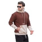 Madmext Acı Kahverengi Kapüşonlu Baskılı Cep Detaylı Erkek Sweatshirt 7083,Acı Kahverengi S