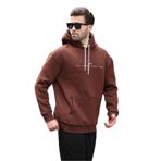 Madmext Acı Kahverengi Kapüşonlu Nakış Detaylı Cepli Erkek Sweatshirt 7066,Acı Kahverengi S