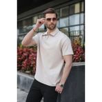 Madmext Açık Gri Yarım Fermuar Detaylı Polo Yaka Erkek Tişört E7184 - XL
