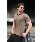 Madmext Açık Kahverengi Polo Yaka Triko Erkek Tişört E7469 - XL