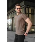 Madmext Açık Kahverengi Slim Fit Polo Yaka Triko Erkek Tişört E7491 - 2XL