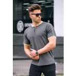 Madmext Antrasit Fermuar Yaka Gri Erkek T-shirt