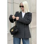 Madmext Antrasit Kareli Kadın Blazer Ceket MG2624 - XL