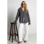 Madmext Antrasit Muslin Kumaş Basic Kadın Gömlek MG1660