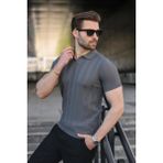 Madmext Antrasit Slim Fit Polo Yaka Triko Erkek Tişört E7491 - 2XL
