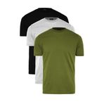 Madmext Basic Erkek 3'Lü Çoklu Tişört Siyah,Siyah/Gri/Haki 2XL