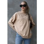 Madmext Bej Basic Oversize Kadın Sweatshirt Mg1686