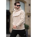 Madmext Bej Kapüşonlu Kapaklı Cep Detaylı Polar Erkek Sweatshirt 7097