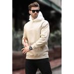 Madmext Bej Kapüşonlu Renk Bloklu Nakış Detaylı Erkek Sweatshirt 7088,Bej L