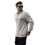 Madmext Bej Polo Yaka Renk Bloklu Erkek Sweatshirt 7072,Bej M