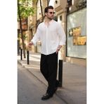 Madmext Beyaz %100 Pamuklu Çizgili Keten Erkek Gömlek E6774 - 2XL