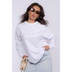 Madmext Beyaz Basic Oversize Kadın Sweatshirt MG1686