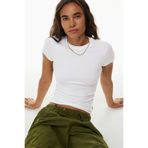 Madmext Beyaz Bisiklet Yaka Basic Kadın T-shirt Mg2479