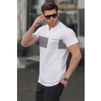 Madmext Beyaz Cep Detaylı Regular Fit Erkek Tişört 6094