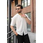 Madmext Beyaz Dalga Desenli Regular Fit Erkek Gömlek E6771 - 2XL