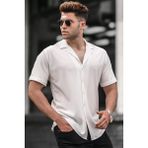 Madmext Beyaz Erkek Gömlek Slim Fit Düz Desenli %65 Pamuk %35 Polyester