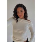 Madmext Beyaz Kadın Off Shoulder Uzun Kollu Bluz Mg2567,Beyaz S