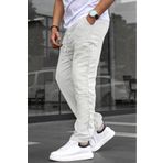 Madmext Beyaz Müslin Kumaş Erkek Basic Pantolon 6507