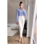 Madmext Beyaz Önü Biyeli Yüksek Bel Kadın Pantolon MG2425