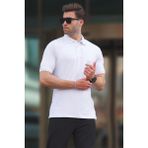 Madmext Beyaz Overfit Kısa Kollu Polo Yaka Erkek Tişört 7029 - 2XL