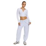 Madmext Beyaz Uzun Kollu Düğmeli Kaşkorse Crop Hırka Mg2193,Beyaz S