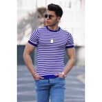 Madmext Bisiklet Yaka Saks Erkek Triko T-Shirt 4602 (13-A-6) - Mavi