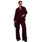 Madmext Bordo Basic Kadın Gömlek Pantolon Takım Mg2461,Bordo L