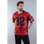 Madmext Bordo Baskılı V Yaka Erkek Tişört E5838,Bordo L