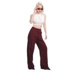 Madmext Bordo Beli Büzgülü Bol Paça Kadın Pantolon Mg2011,Bordo M