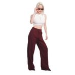 Madmext Bordo Beli Büzgülü Bol Paça Kadın Pantolon Mg2011,Bordo XL