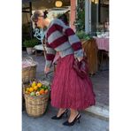 Madmext Bordo Bisiklet Yaka Çizgili Triko Kadın Kazak Mg2472,Bordo L
