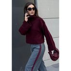 Madmext Bordo Boğazlı Kadın Triko Kazak Mg2255,Bordo L