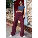 Madmext Bordo Bol Paça Müslin Kadın Pantolon Mg1980,Bordo L