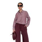 Madmext Bordo Çizgili Kadın Gömlek Mg2410,Bordo S