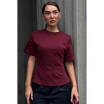 Madmext Bordo Kadın Bisiklet Yaka Belden Oturtmalı Basic Tişört MG2670