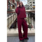 Madmext Bordo Kapüşonlu Triko Kadın Eşofman Takımı Mg2237,Bordo S